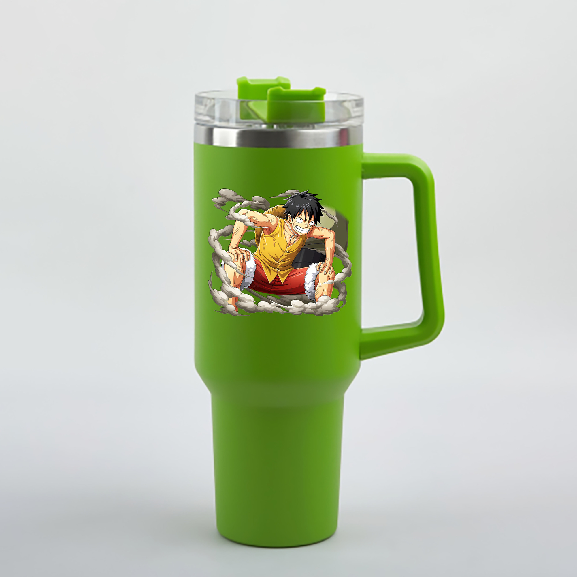 ワンピース モンキー・D・ルフィ ONE PIECE Monkey D. Luffy 1200mL車用タンブラー - クリスタルステッカー（プラスチックストロー付き）